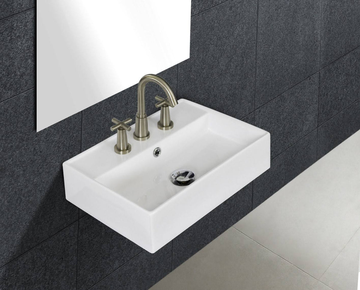 Wall Mount Rectangle Vessel in White O679
