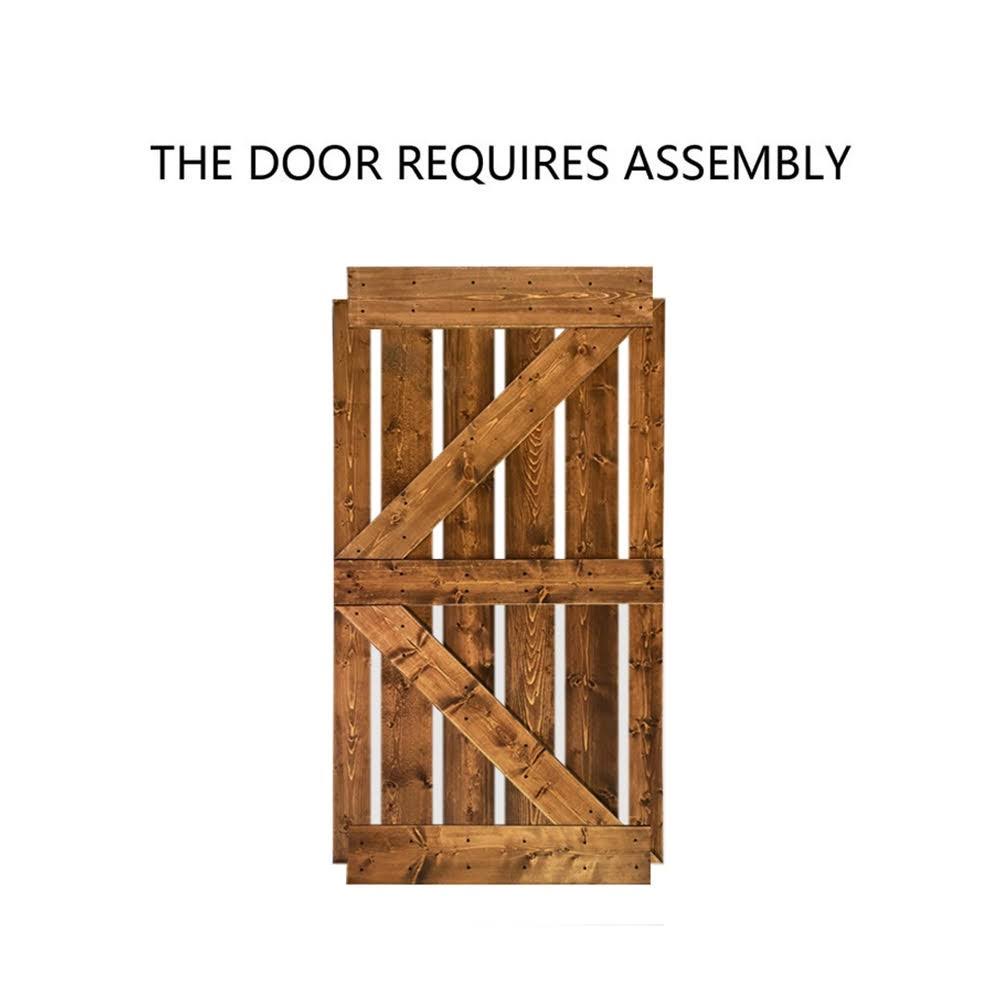 Solid Walnut Stained Knotty Pine Wood Interior Sliding Barn Door with Hardware Kit U219564