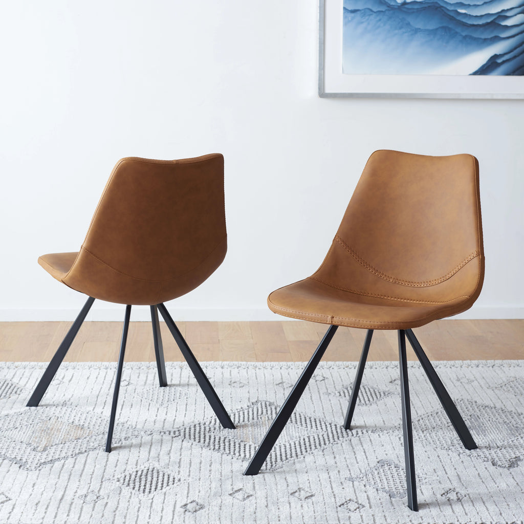 Cognac Tufted Dining Chair Set of 2 C4559
