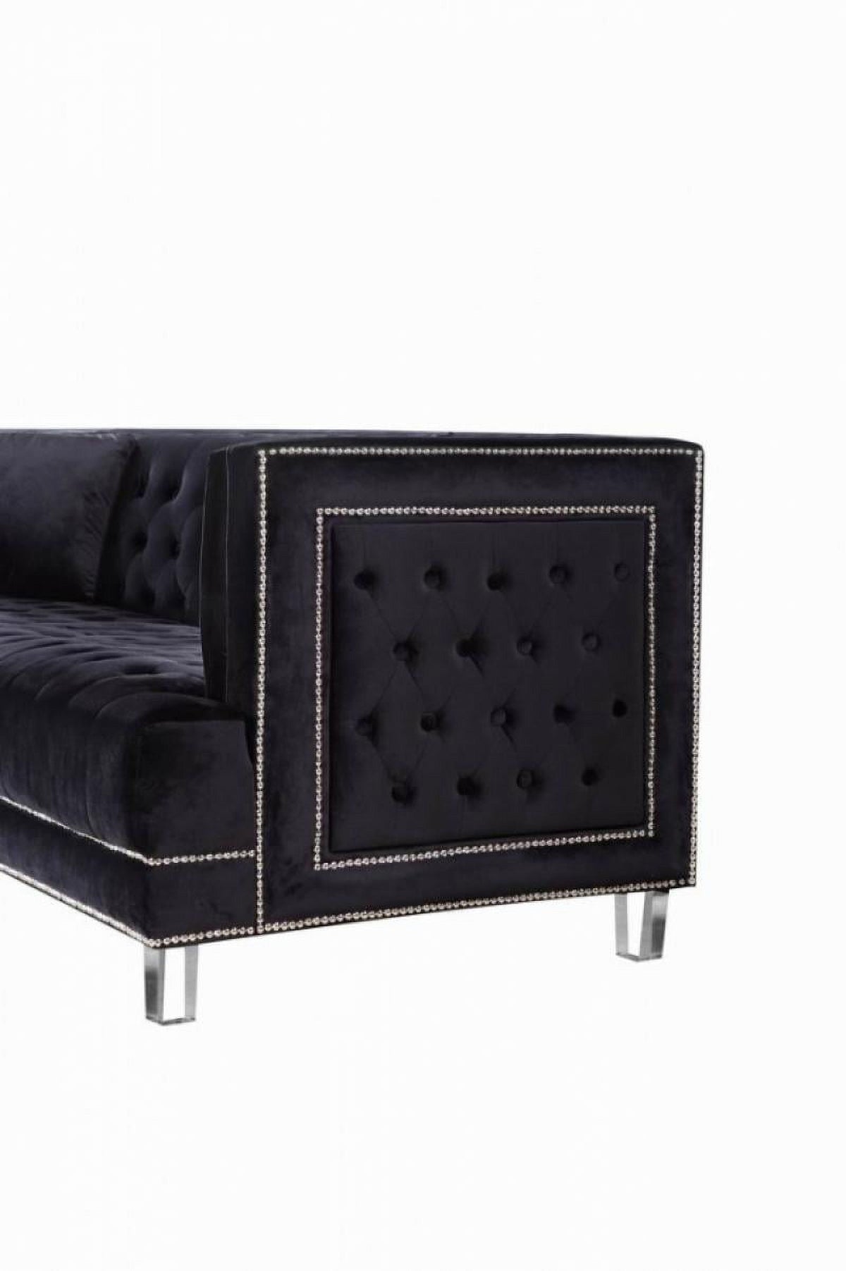 Black Velvet Fabric Acrylic Legs Set 3 Pcs J46475