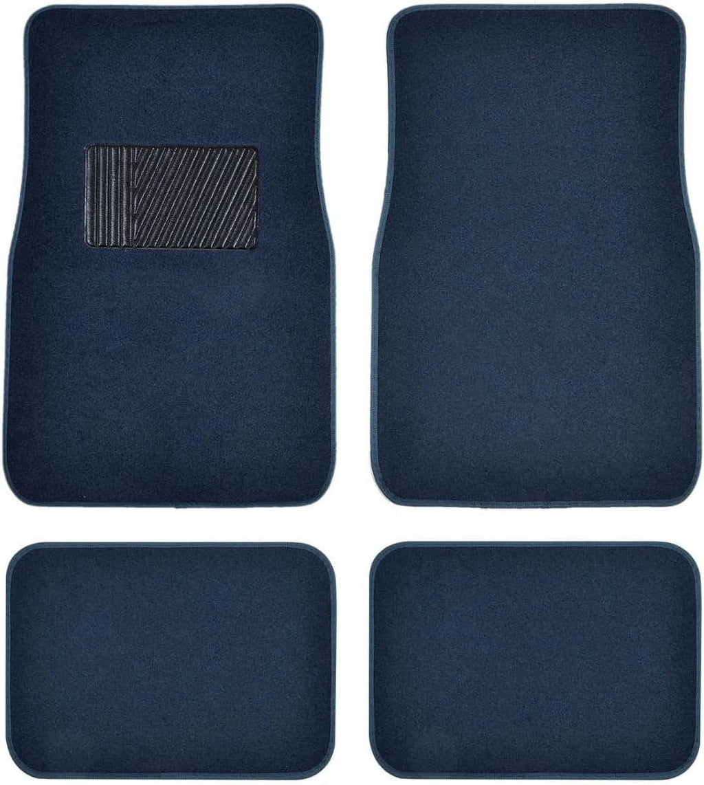 Blue 4PC Set of Carpet Car Floor Mats with Vinyl Heel Pad C92197