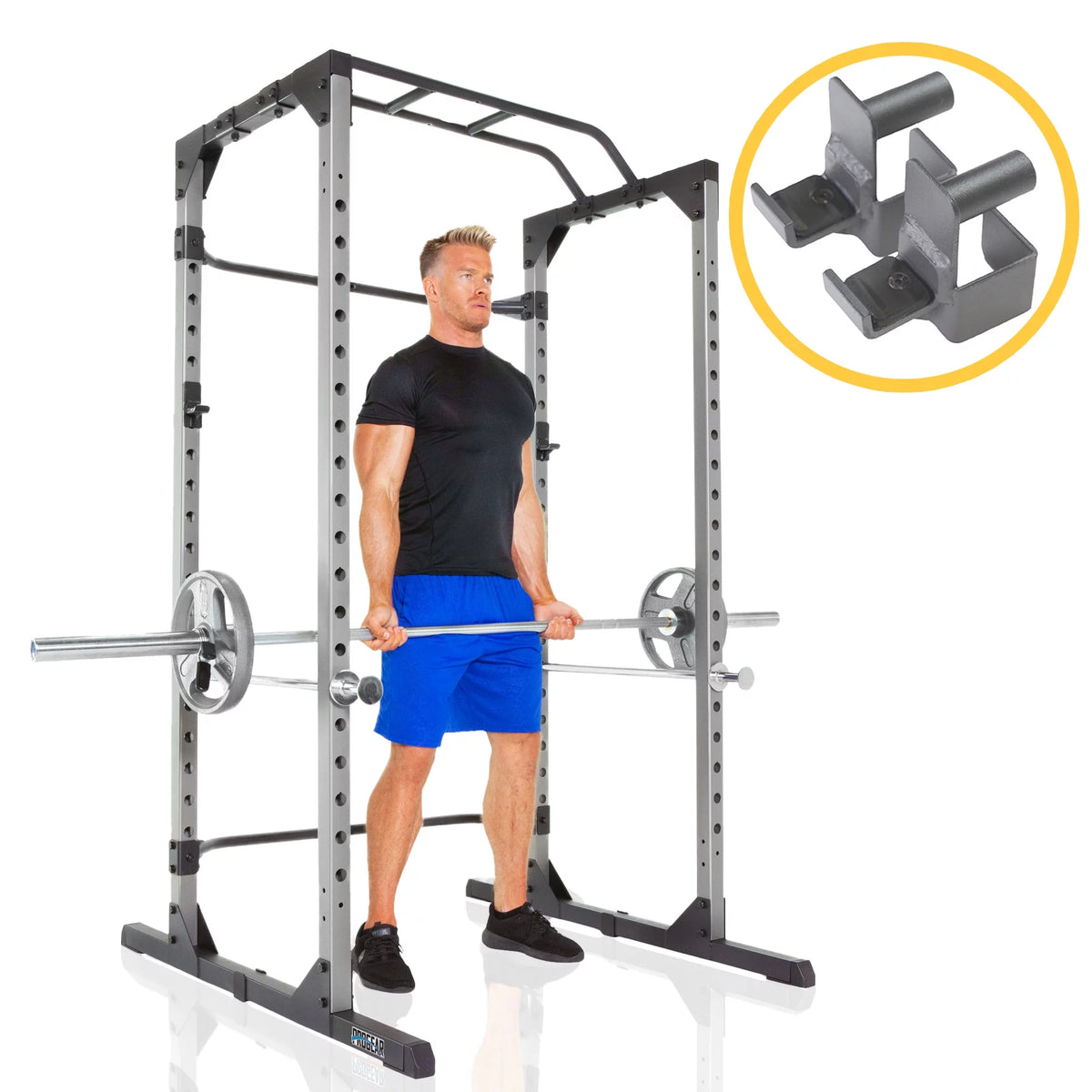 Squat Rack Power Cage with J-Hooks, 800lb Weight Capacity E2508