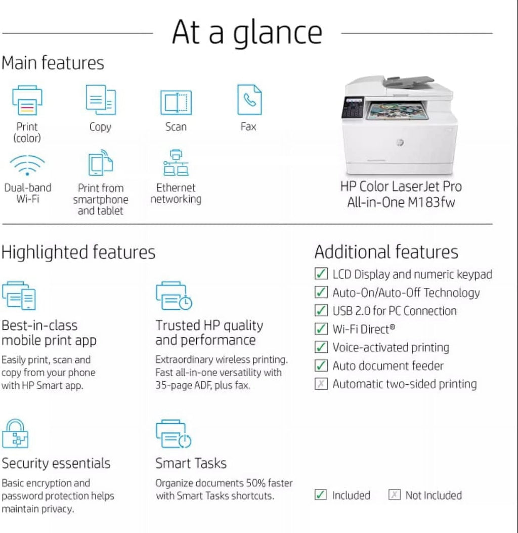 Restored HP Laserjet Pro M183FW All-in-One Wireless Laser Printer K13278