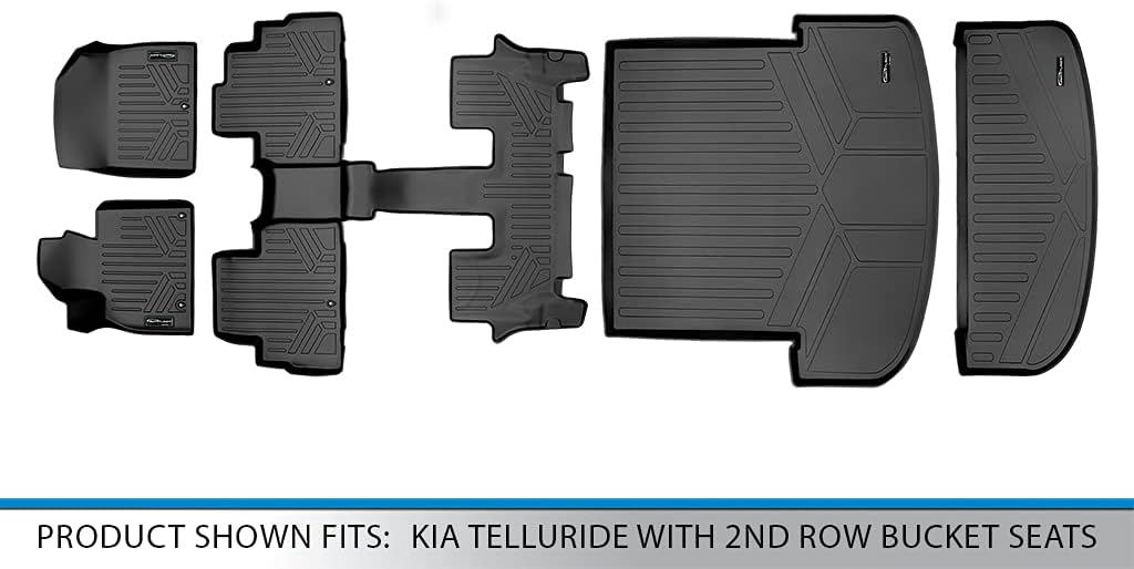 Black 3 Row & Both Cargo Liners Floor Mat Bundle E6000