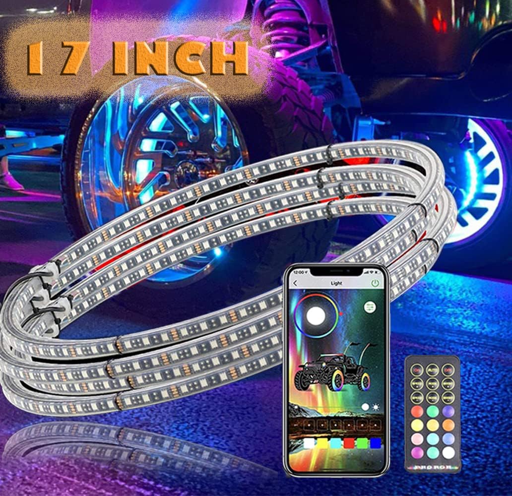 17IN RGB LED Wheel Ring Light Kit 4PCS Single Row Waterproof K664003