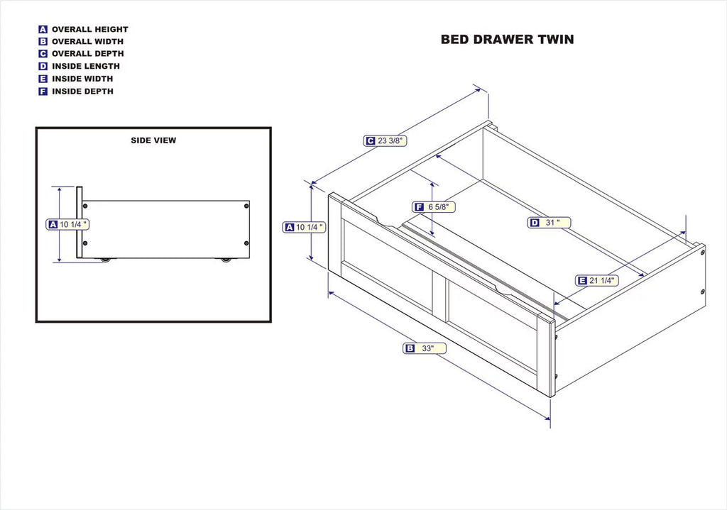 White Under Bed Storage Drawer D869