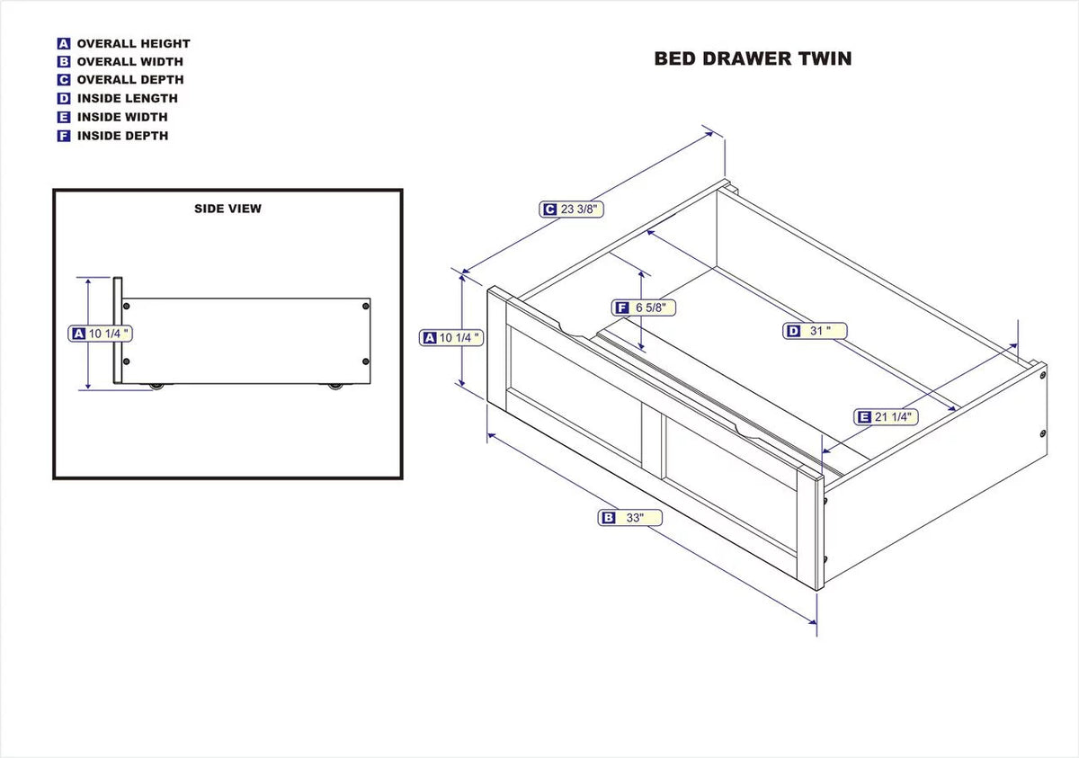 White Under Bed Storage Drawer D869