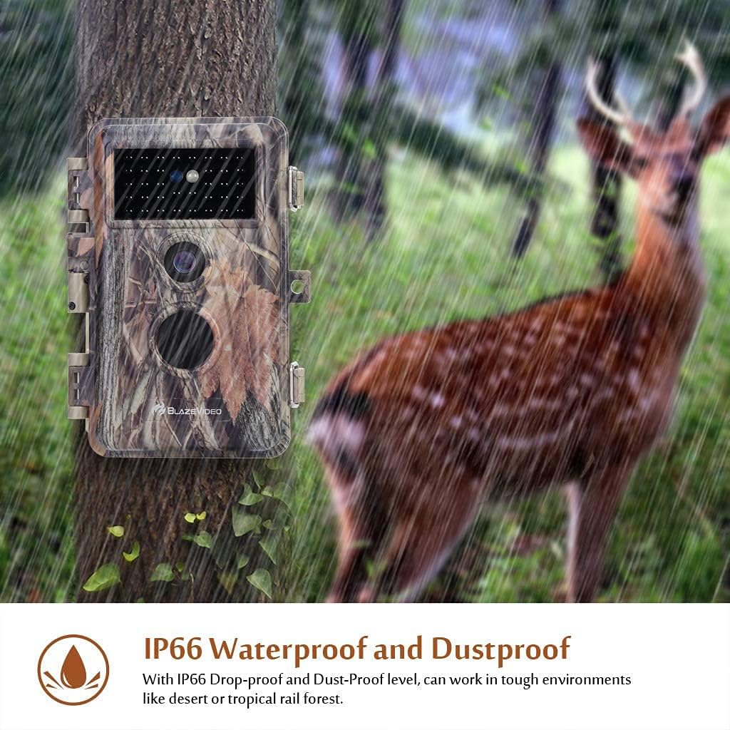 Deer Camera with Night Vision 24MP HD 1296P H.264 MP4 Video No Glow IR Motion Sensor Activated IP66 Waterproof O84789