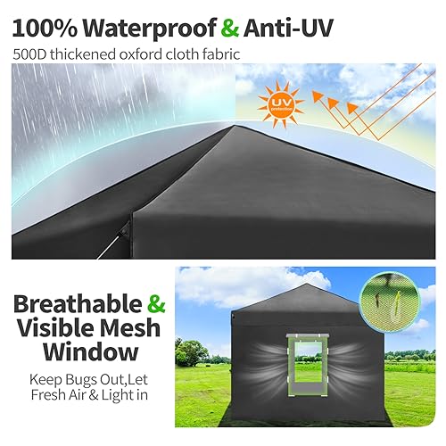 10x10 Pop Up Canopy Tent with 4 Removable Sidewalls and Windows, Black A7579
