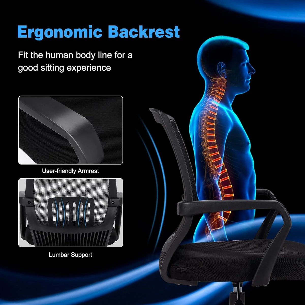 Black Mesh Ergonomic Office Chair O6227