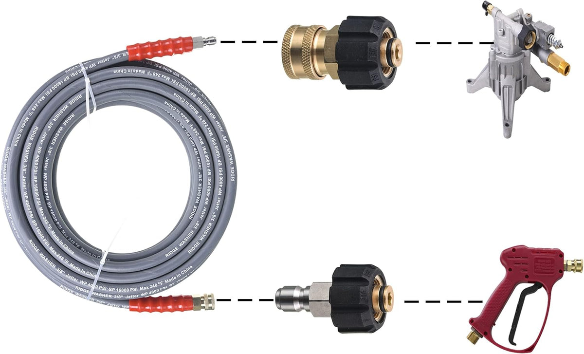 Pressure Washer Hose 50 Feet X 3/8 Inch, 4000 PSI, Pack of 2 J89838