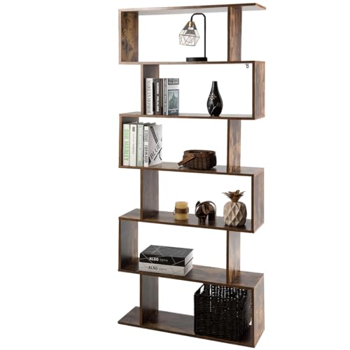 Black 6 Shelf Geometric Bookcase A803375