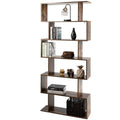 Black 6 Shelf Geometric Bookcase A803375