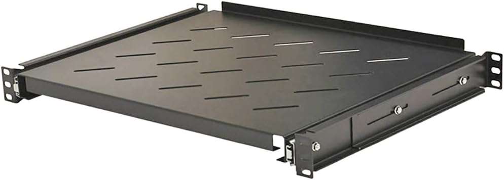 1U 19 Inch 4 Post Rack Mount Vented Server Shelf Set of 2 Black O7263