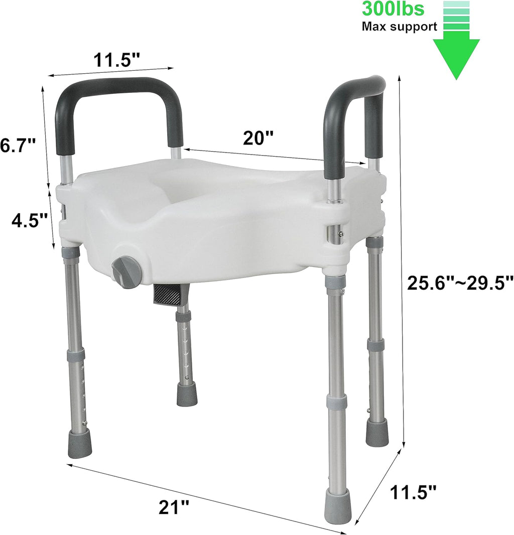 Raised Toilet Seat with Handle, Height Adjustable Legs G3017
