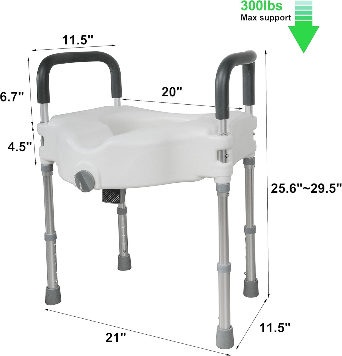 Raised Toilet Seat with Handle, Height Adjustable Legs G3017