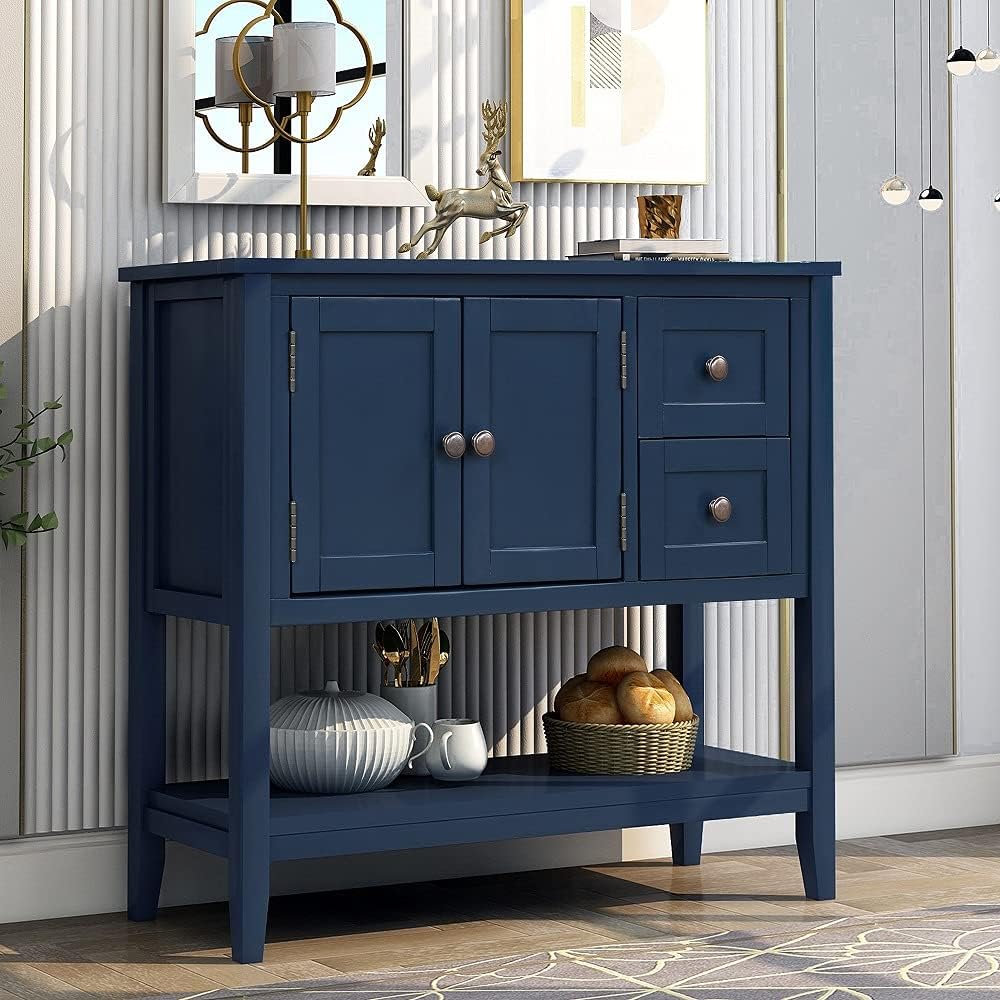 White Wood Console Table with 2 Drawers R690533