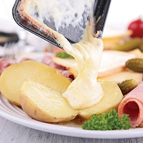 8-Person Raclette with Reversible Cast Iron Grill Plate, Black Y96736