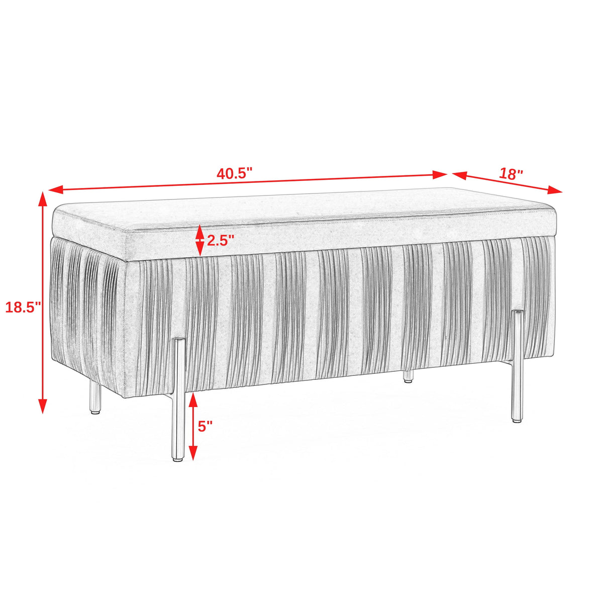 Grey Velvet Storage Bench T70299