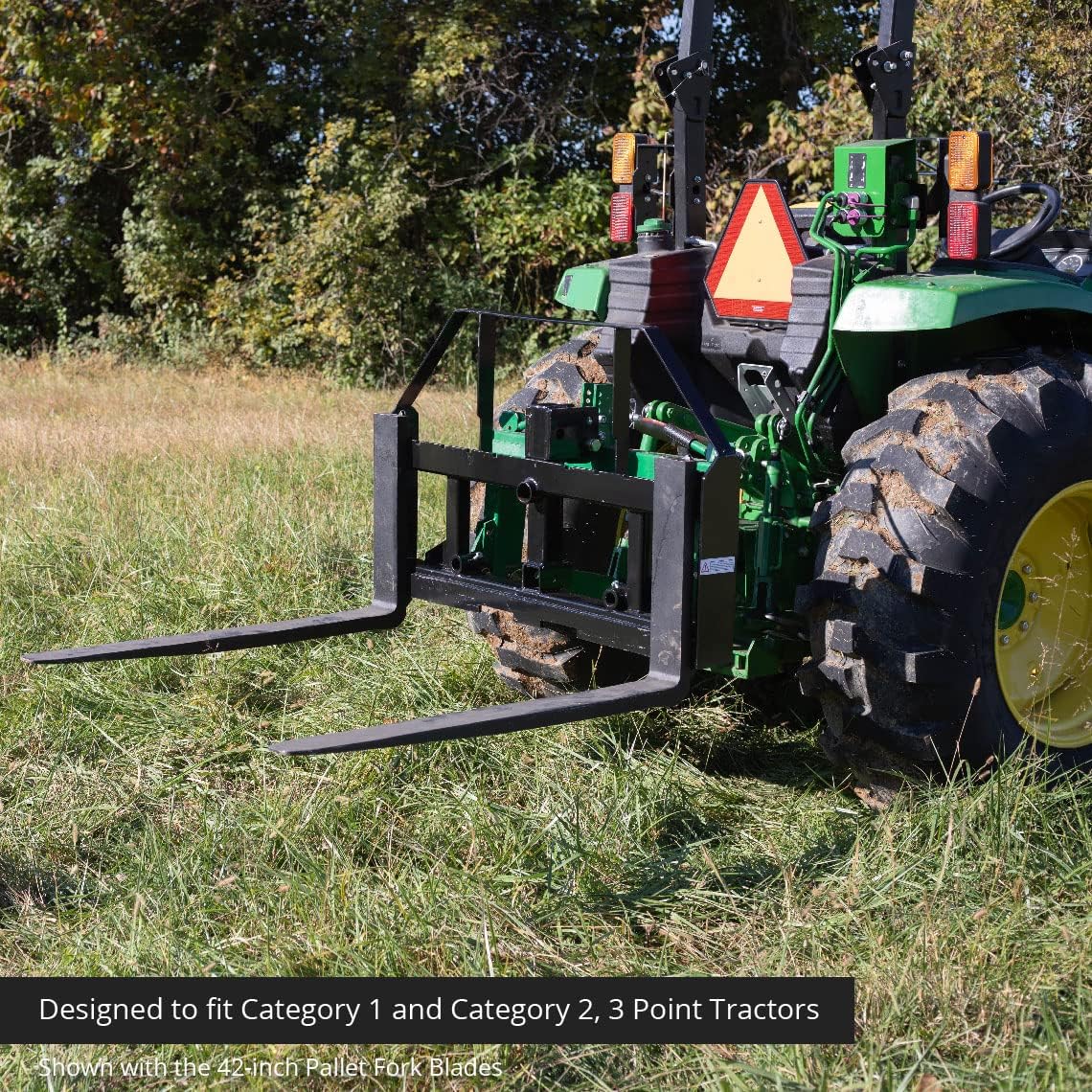 60-in Pallet Fork Hay Frame Attachment with Rack, Receiver Hitch D851509