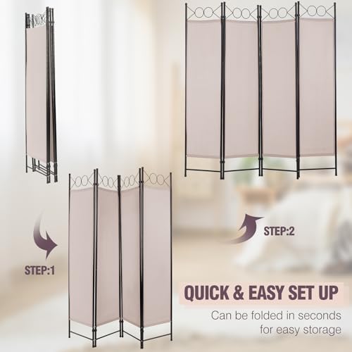Black 6FT Steel Frame Folding Room Divider L53289