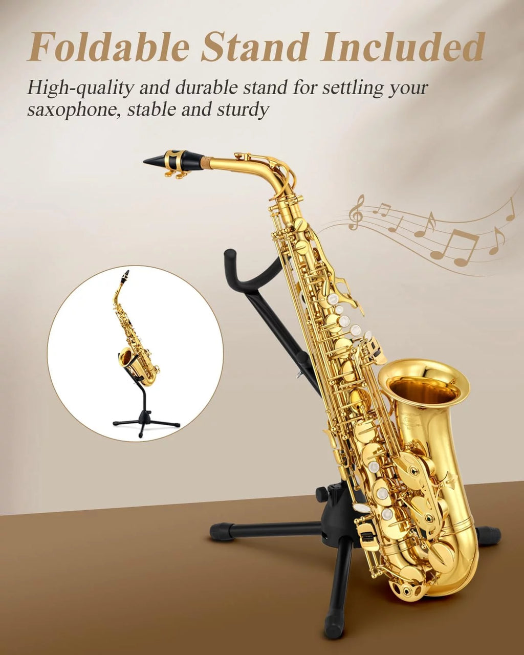 Gold Lacquer Alto Saxophone with Stand G932