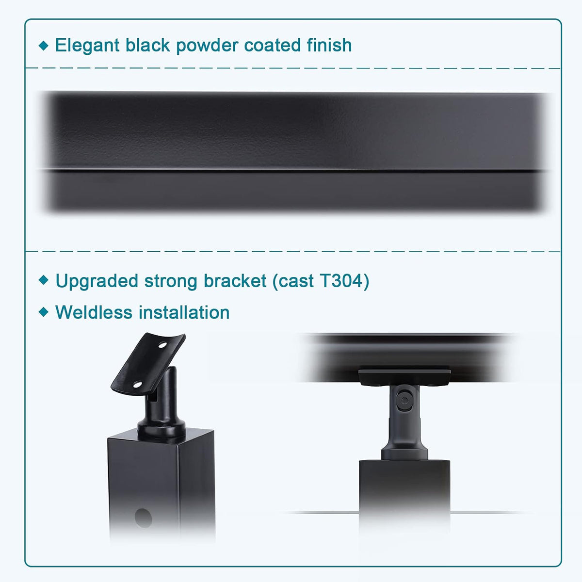 4 Pack Stainless Steel Black Cable Railing Post X42221
