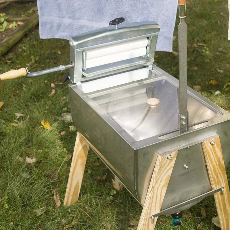 15 Gallon Laundry Hand Washer Tub and Wringer with Wooden Legs D2324