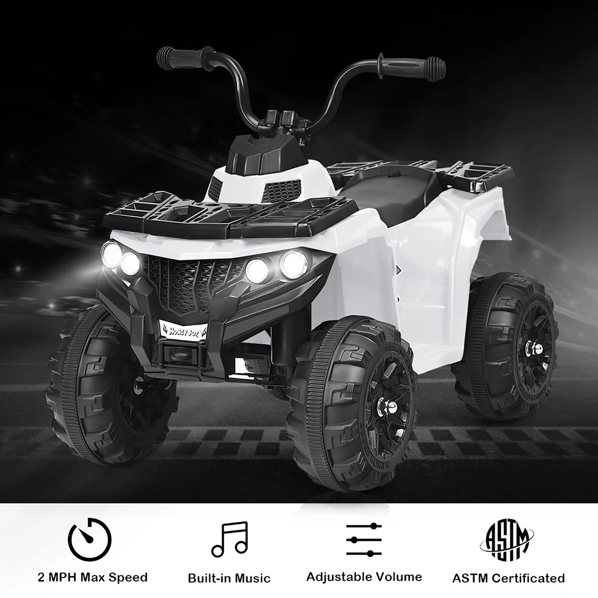 Kids Ride On ATV Quad 4 Wheeler Electric Toy Car 6V White L2891