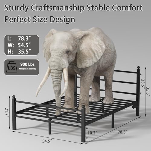 Black Metal Full Size Bed Frame with Headboard and Footboard B709