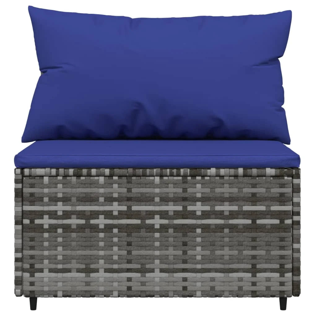 Gray Poly Rattan Patio Sofa with Cushions F7899