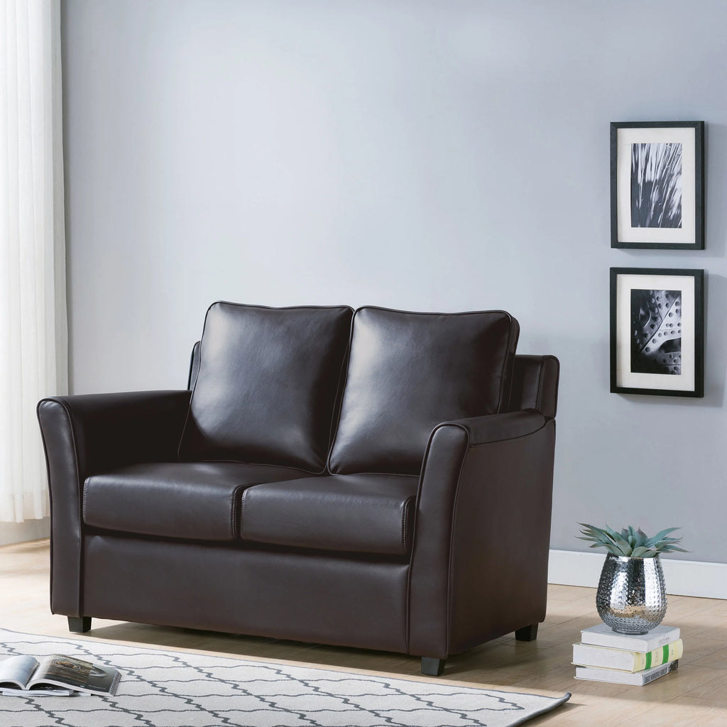 Dark Grey Faux Leather Loveseat K439
