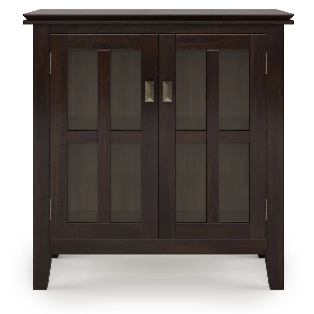 Solid Wood 30 inch Wide Low Storage Cabinet in Tobacco Brown H27942
