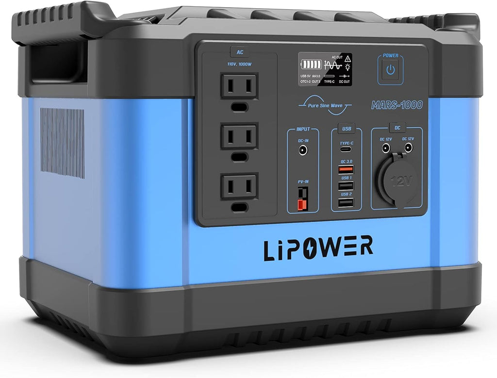 Portable Power Station 1000W 1100Wh Solar Generator with 3 AC Outlet M71583