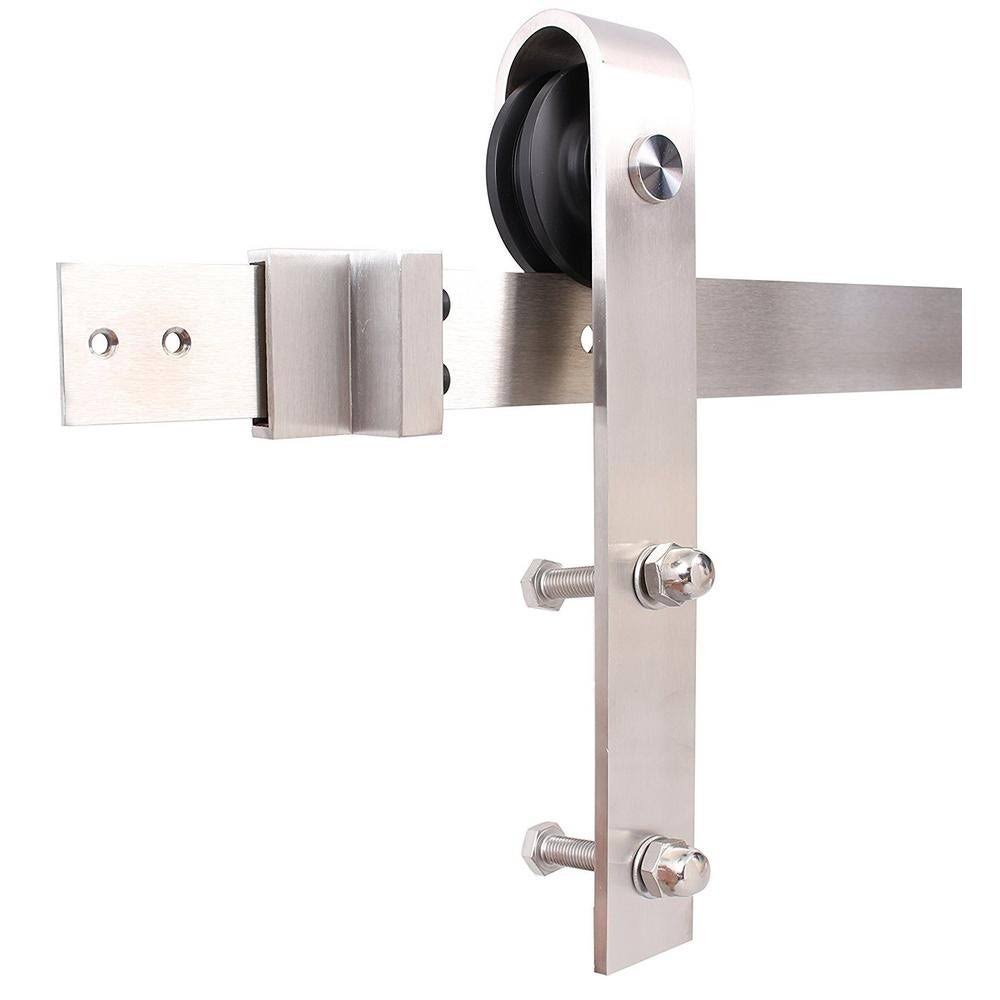 Solid Walnut Stained Knotty Pine Wood Interior Sliding Barn Door with Hardware Kit U219564