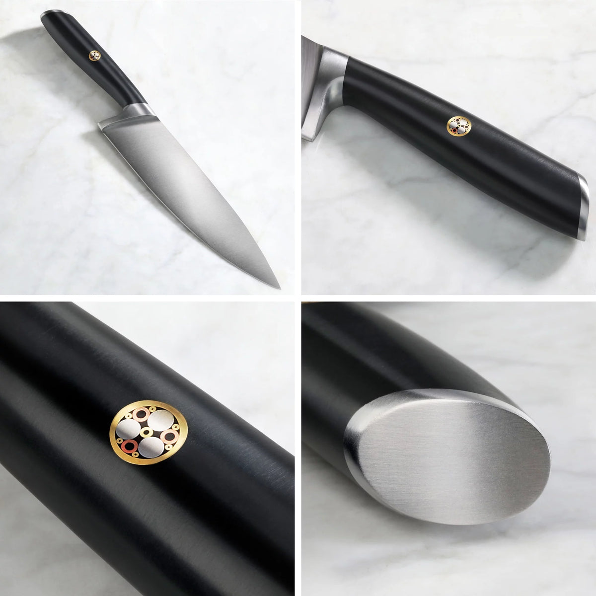 German Steel Forged 7" Santoku Knife, Black H77339