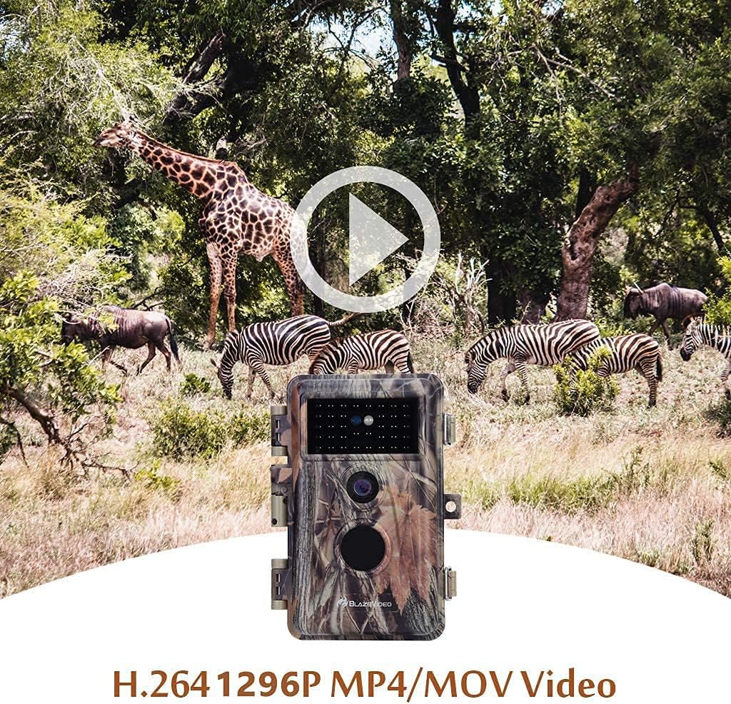 Deer Camera with Night Vision 24MP HD 1296P H.264 MP4 Video No Glow IR Motion Sensor Activated IP66 Waterproof O84789