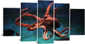5 Piece Blue Octopus Canvas Wall Art S671642