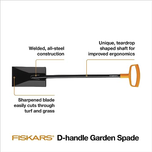 46" Steel Square Garden Spade Shovel with D-Handle E2935