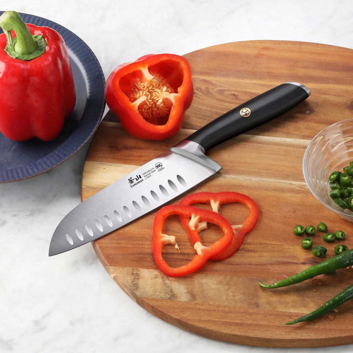 German Steel Forged 7" Santoku Knife, Black H77339