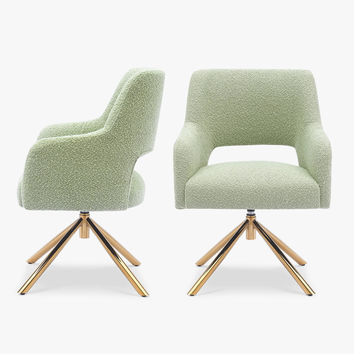 Wide Boucle Swivel Accent Arm Chair Set of 2 M19712