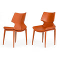 17.5" Eco-Leather/Metal Dining Chairs in Orange (Set of 2) Q372046