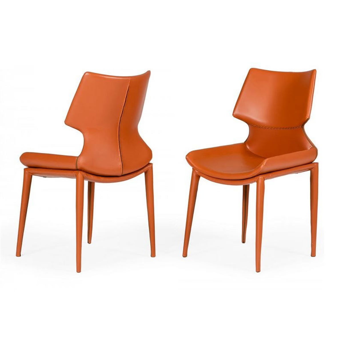 17.5" Eco-Leather/Metal Dining Chairs in Orange (Set of 2) Q372046