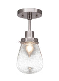 One Light Semi-Flush Mount Brushed Nickel Clear Bubble Glass D638