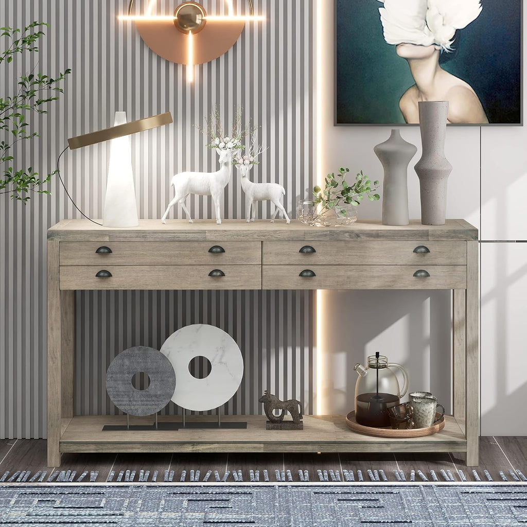 White Wood Console Table with 2 Drawers R690533