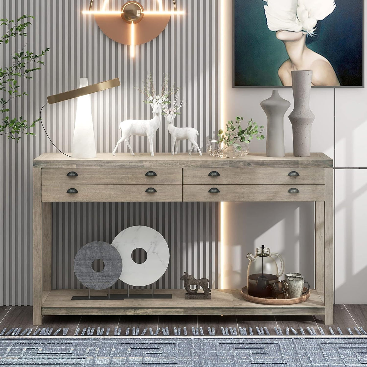 White Wood Console Table with 2 Drawers R690533