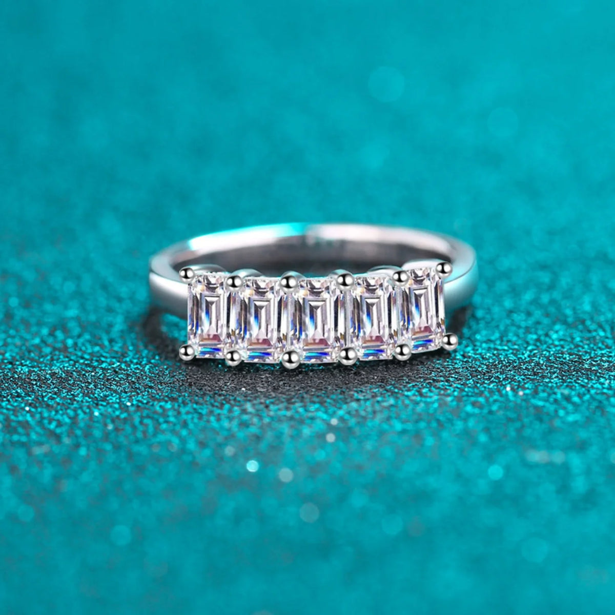 2.5ct D Color Emerald Cut 925 Sterling Silver VVS1 Moissanite Engagement Ring D691