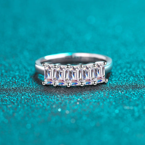 2.5ct D Color Emerald Cut 925 Sterling Silver VVS1 Moissanite Engagement Ring D691
