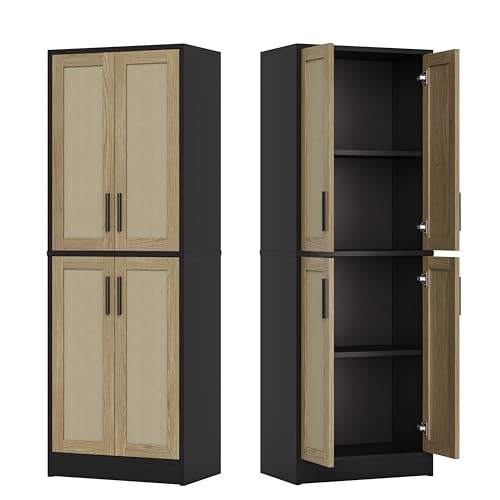 Tall Storage Cabinet with 4 Doors and Adjustable Shelves O455312