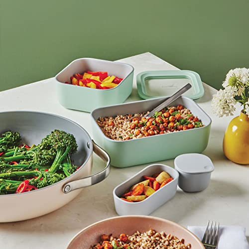 14 Pieces Ceramic Coated Glass Food Storage Set with Glass Lids J90802